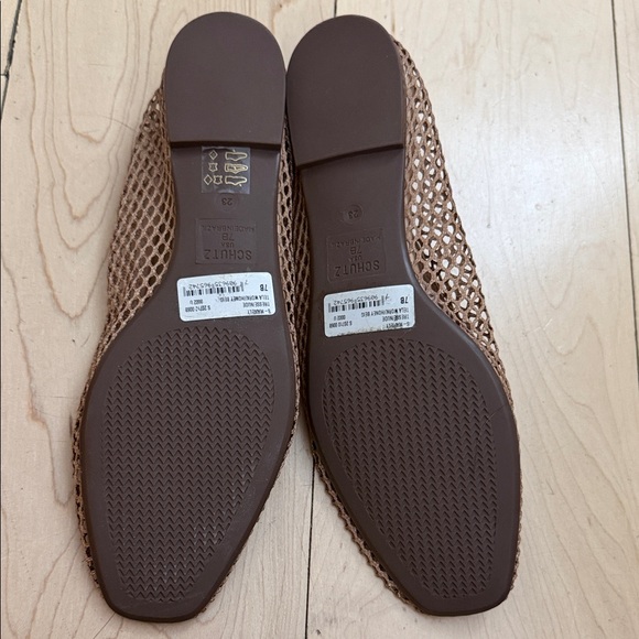 SCHUTZ Tan Mesh Flats with Gold Chain - Picture 4 of 5
